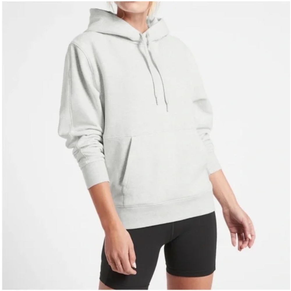 Athleta Retroplush Hoodie Sweatshirt Light Gray Size Medium